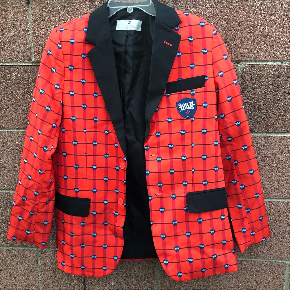 Samuel Adams Mens Holiday Tuxedo Jacket Bright Blazer Size Small Funny Loud